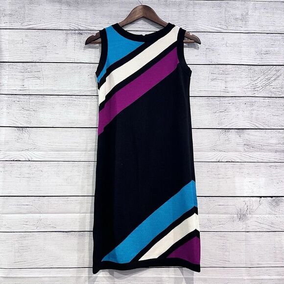 St. John Dresses & Skirts - St. John Collection Knit Dress Color Block Shift Black Sleeveless Size 2 Stretch